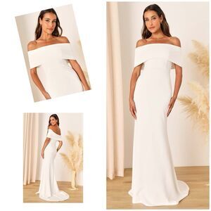 Lulus Exceptional Romance Dress Women's XS White Maxi Mermaid NWT
